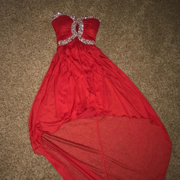 B Darlin Dresses & Skirts - Red jeweled high-low prom dress